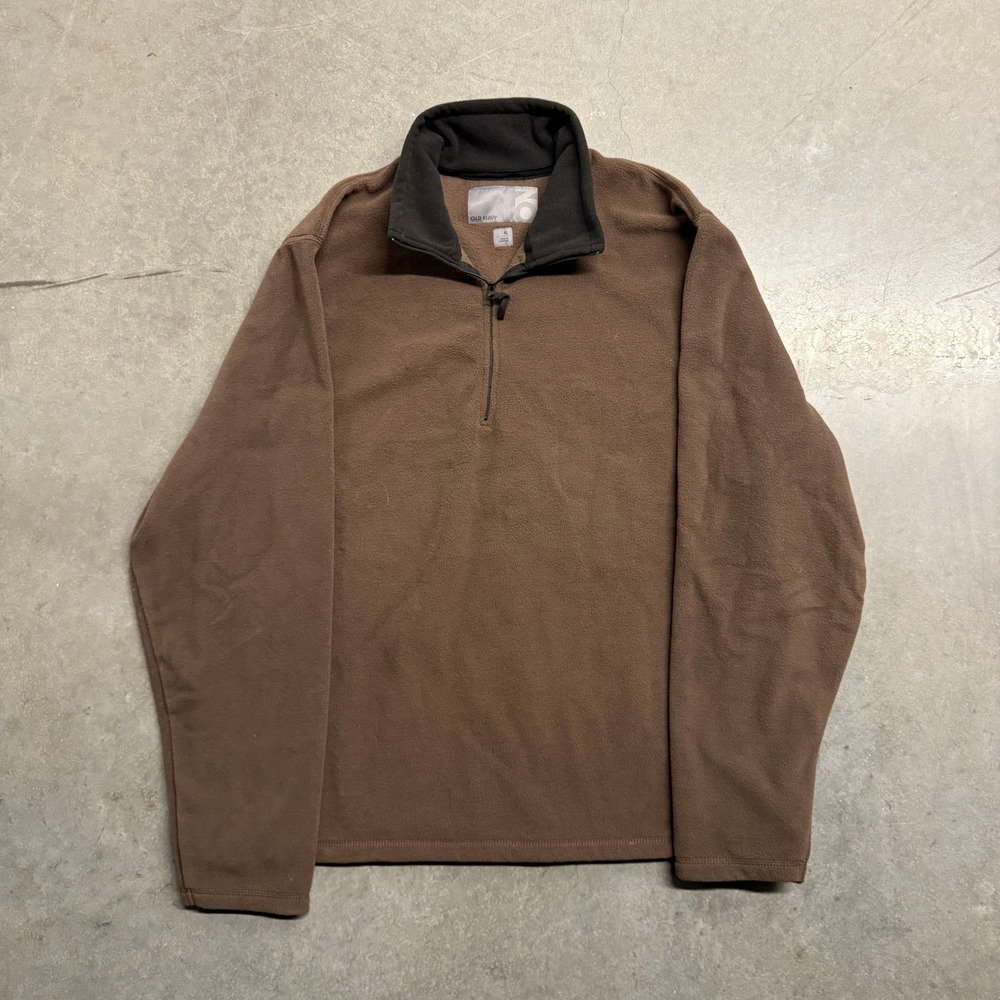 Old Navy Mens XL Brown Fleece Quarter Zip Pullover Mock Neck Sweater 3680